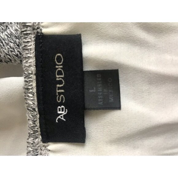 AB Studio Sweater Size L Gray Long Sleeve Split Back with Fabric Panel - Picture 8 of 8